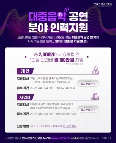[인력지원] 한국콘텐츠진흥원 주관 2021년 대중음악인력지원